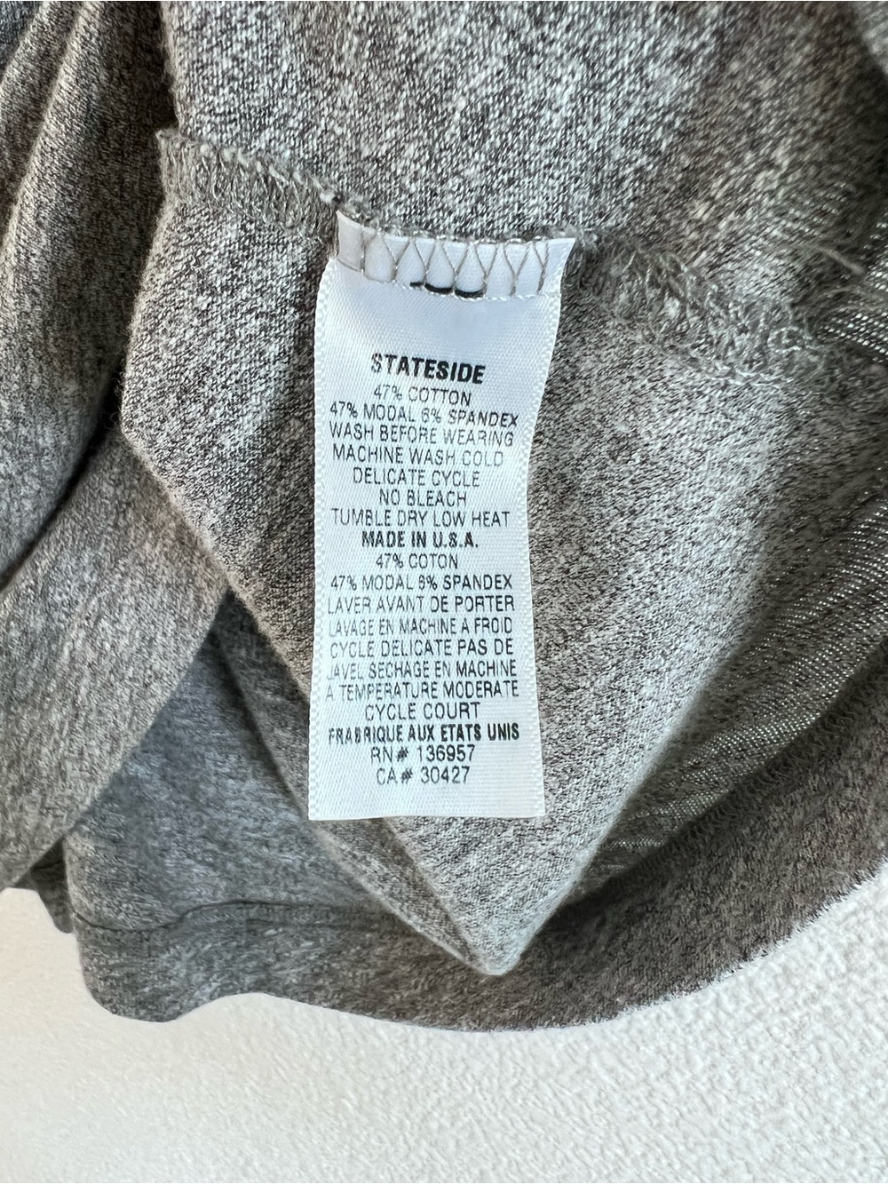 Stateside Women's Grey Slub Crew Neck T-Shirt Heathered Grey Textured Cotton - Picture 4 of 7